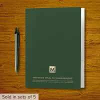 Stylish Dark Green Gold Monogram Pocket Folder