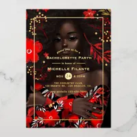 Afro Gold Foil Christmas Bachelorette Party Foil Invitation