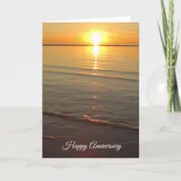 Happy Anniversary Card with Beautiful Ocean Sunset
