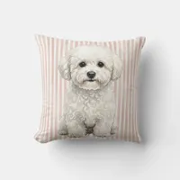 Watercolor Bichon Frise Dog Throw Pillow