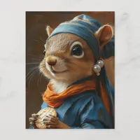 Adorable Squirrel With a Pearl Earring and Cookie Postcard