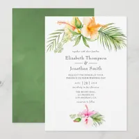 Watercolor Tropical Floral Beach Wedding Invitation