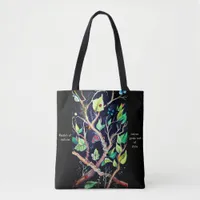 Leaves and butterflies painting tote bag