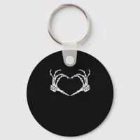 Skeleton Hand Heart Sign Costume Funny Halloween Keychain
