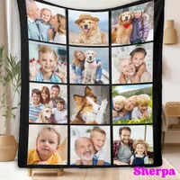 Create Your Family Photo Collage Simple 12 Picture Sherpa Blanket