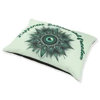 Monogram Dark Green Evil Eye Symbol on pale green  Pet Bed