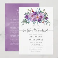 Purple Magnolias and Roses Bachelorette Weeekend Invitation