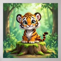 Baby Tiger | Cute Cartoon Kid's Nursery Art Poster