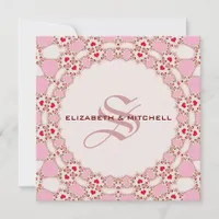 Sweet Love Hearts Lace Monogram Wedding Invitation