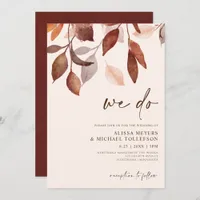 Fall Wedding Watercolor Leaves Foliage Rust Orange Invitation