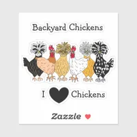I Love Chickens Hand drawn Backyard Chickens Sticker