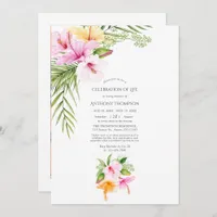 Tropical Floral Beach Celebration of Life Invitation