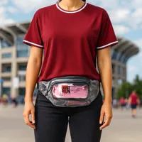 Just Run Marathon Runner Race Red & Black Clear Fanny Pack