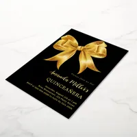 Black gold bow Quinceanera luxury Foil Invitation