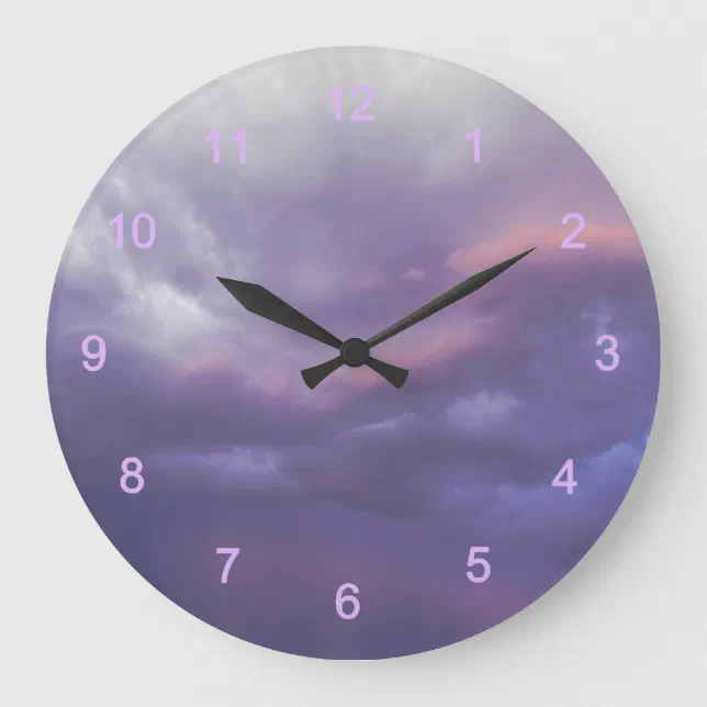 Colorful Storm Clouds Large Clock