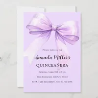 Lavender bow elegant Quinceanera Invitation