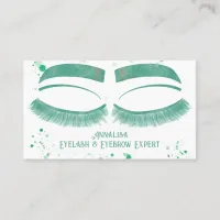 Luxury Watercolor Eyelash & Brow Beauty,Mint Green Business Card