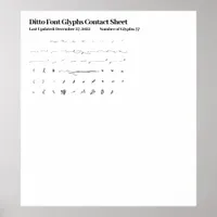 Ditto Font Glyphs Contact Sheet Poster