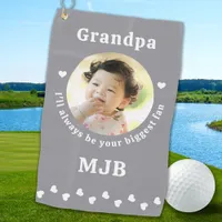 Biggest Fan - GRANDPA - Personalized Photo Golfer Golf Towel