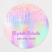 Glitter pink magical unicorn rainbow school labels