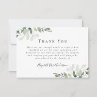 Sympathy Eucalyptus Funeral Thank You Note Card