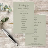 PAPER Elegant Pale Sage Green Wedding Program