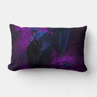 Spooky Black Material Rose, Black Spiders Lumbar Pillow