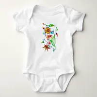 Elegant Chic Whimsical Exotic Flowers Baby Bodysuit