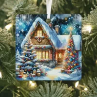 Pretty House Decorated in Festive Christmas Décor Metal Ornament