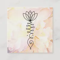 *~* Peony Lotus Peach  Healer Massage Reiki Yoga Square Business Card