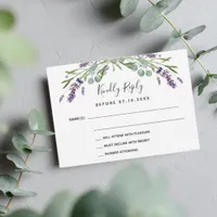 Lavender eucalyptus wedding response RSVP Note Card