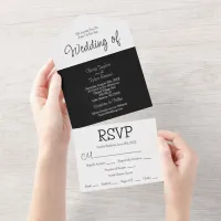 Black and White Minimalist Modern Wedding All In One Invitation