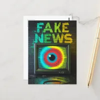 Fake News Retro TV Eyeball Glitch Postcard