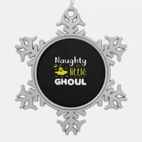Naughty Little Ghoul Snowflake Pewter Christmas Ornament