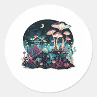 Cottagecore And Aesthetic Goblincore Mushroom Fair Classic Round Sticker