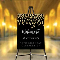 Birthday party black gold confetti welcome foam board