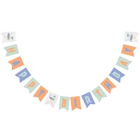 One Lucky Duck &  Bubbles First Birthday Pastel  Bunting Flags