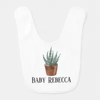 Potted Succulent Houseplant Custom Baby Bib