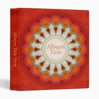 Orange Fractal Mandala Feather Wheel Album Binder