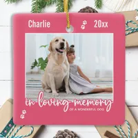 In Loving Memory Pink Dog Photo Pet Memorial Ceramic Ornament
