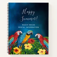 Beach House Cabin blue parrots rental information Notebook