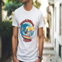 French Bulldog Surfing Tropical Wave T-Shirt