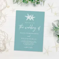 Starfish Sea Glass Blue Beach Modern Wedding Invitation