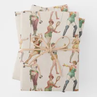 Fun Pastel Cream Vintage Victorian Workout Ladies Wrapping Paper Sheets