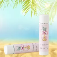 Sweet 16 pink bow pineapple tropical lip balm