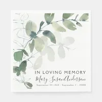 In Loving Memory Eucalyptus Funeral Memorial Wake Napkins