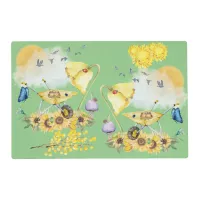 Cute Watercolor Cottagecore Yellow on green | Placemat