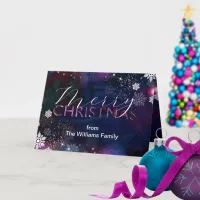 Elegant Deep Blue Pink Winter Wonderland Christmas