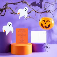 Halloween Orange And Purple Birthday Party Invitation Postcard