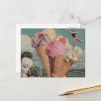 Surreal  Ice cream Swim Collage  Postcard